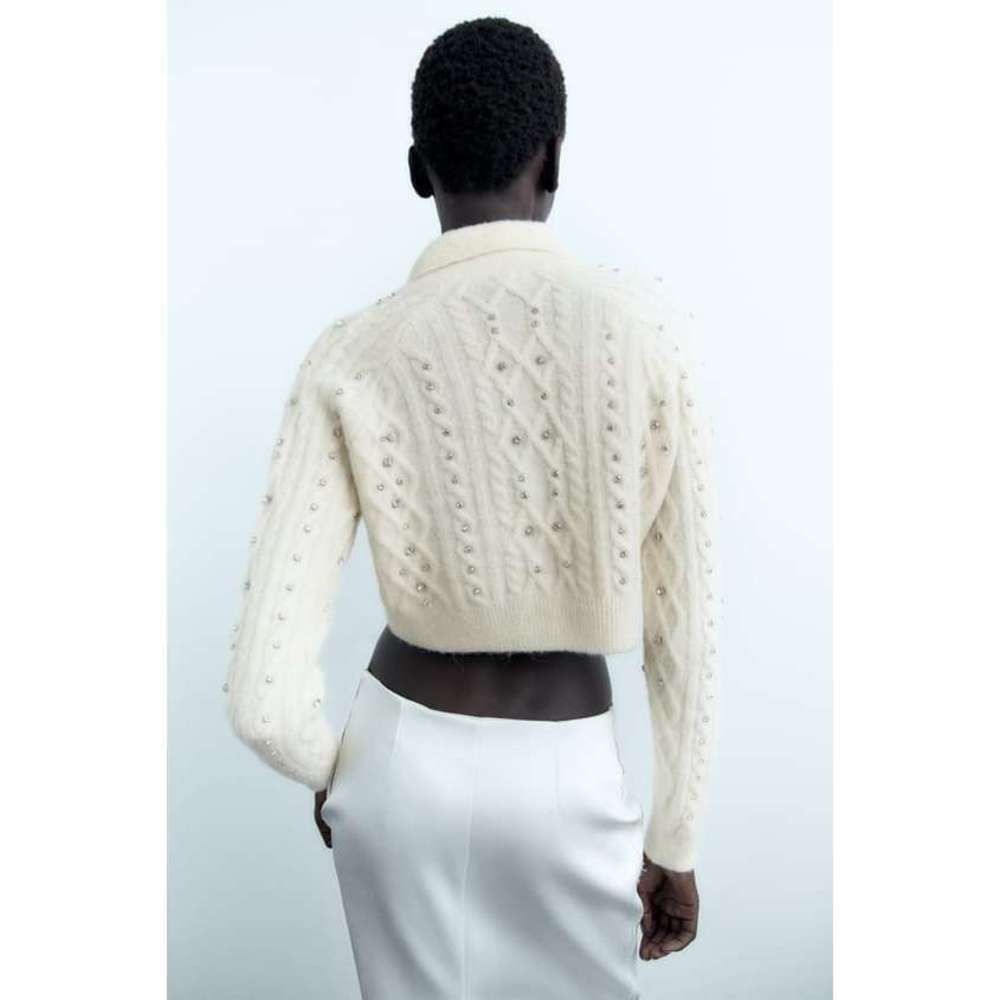 🤍 BEADED CROP KNIT CARDIGAN - Picture 7 of 8